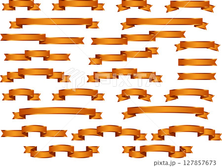 リボン、9オレンジ、縁 127857673