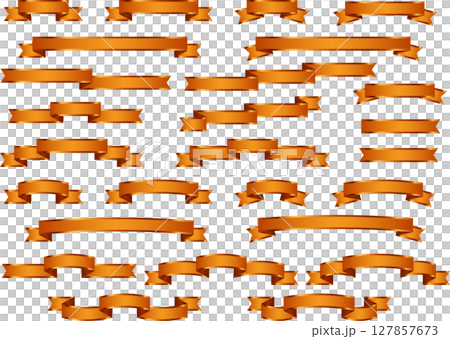 リボン、9オレンジ、縁 127857673