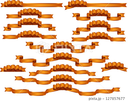 リボン、9オレンジ、波縁 リボン、9オレンジ、波縁 127857677
