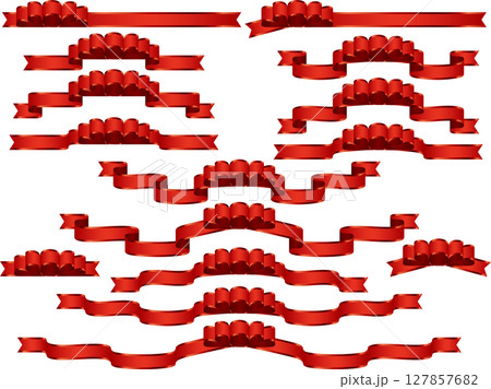 リボン、10赤、波縁 127857682