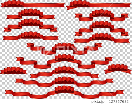 リボン、10赤、波縁 127857682