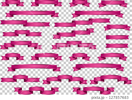 リボン、12マゼンタ、縁 127857683