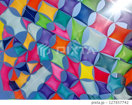 Pride flag against blue sky. Rainbow flag 127857742