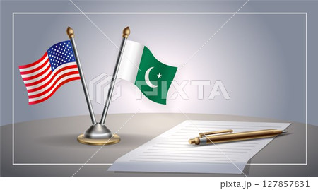 Small national flag of United States (USA) and Pakistan flag Relation, Template Vector Illustration Small national flag of United States (USA) and Pakistan flag Relation, Template Vector Illustration 127857831