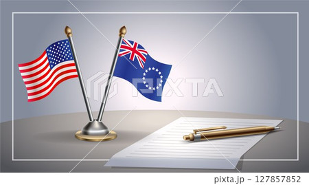 Small national flag of United States (USA) and Cook Islands flag Relation, Template Vector Illustration Small national flag of United States (USA) and Cook Islands flag Relation, Template Vector Illustration 127857852