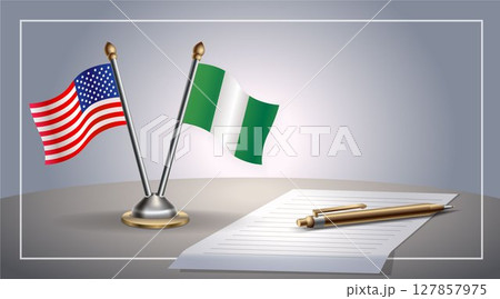 Small national flag of United States (USA) and Nigeria flag Relation, Template Vector Illustration Small national flag of United States (USA) and Nigeria flag Relation, Template Vector Illustration 127857975