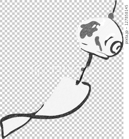 Illustration of a wind chime swaying in the wind - black and white pencil drawing Illustration of a wind chime swaying in the wind - black and white pencil drawing 127858145