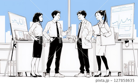 社内の打合せ・会議・ミーティング（シンプルな色使い）