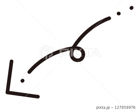 視線誘導くるっと手描き矢印素材（黒） 127858976