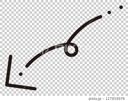 視線誘導くるっと手描き矢印素材（黒） 127858976