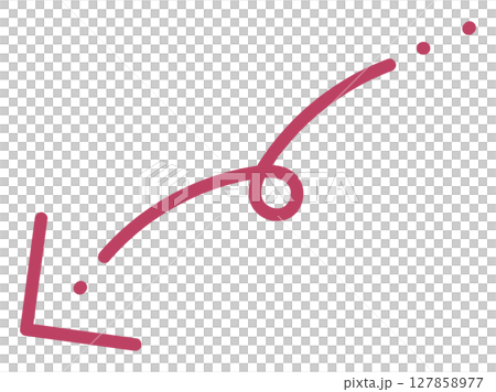 視線誘導くるっと手描き矢印素材(赤) 視線誘導くるっと手描き矢印素材(赤) 127858977
