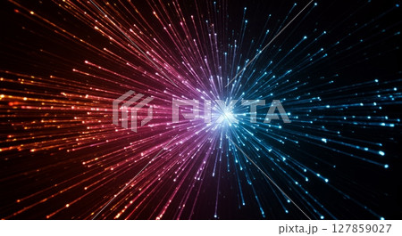 Vibrant abstract burst of colorful light rays on a dark background 127859027
