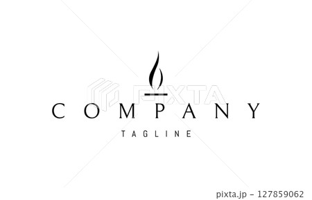 A vector logo featuring an abstract image a candle flame with soft curves rising upward. 127859062