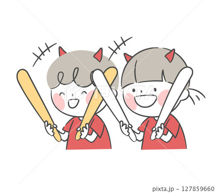 Children cheering with light sticks 127859660