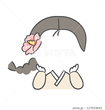 A girl character with a mugunghwa flower on her head with a face cutout A girl character with a mugunghwa flower on her head with a face cutout 127859681