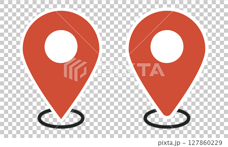 Illustration material: Map pin vector red orange red pin point. pin 127860229