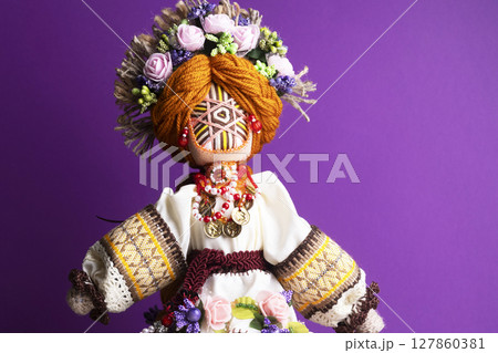 happy easter and motanka doll happy easter and motanka doll 127860381