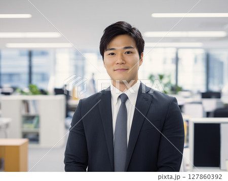 AI生成画像　オフィスの若いビジネスマンのポートレート 127860392