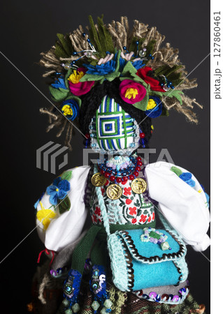 happy easter and motanka doll happy easter and motanka doll 127860461