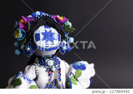 happy easter and motanka doll happy easter and motanka doll 127860492