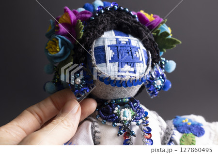 happy easter and motanka doll happy easter and motanka doll 127860495