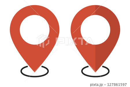 イラスト素材：マップのピン　セット　ベクター  pin point. pin location 127861597