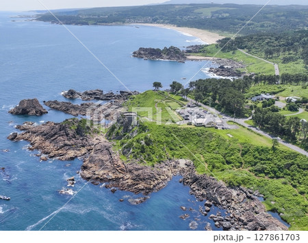 空撮「青森県」葦毛崎の風景・種差海岸 空撮「青森県」葦毛崎の風景・種差海岸 127861703