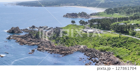空撮「青森県」葦毛崎の風景・種差海岸 127861704