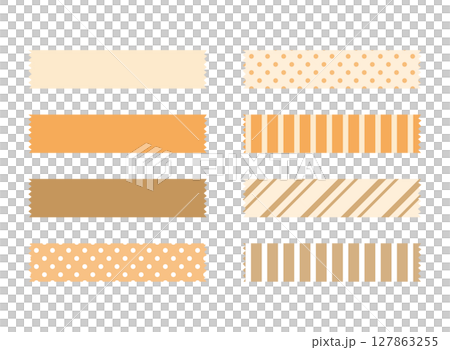 A set of orange and brown autumn-themed masking tape 127863255
