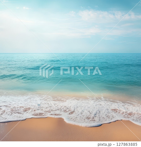 Calm and serene ocean view at the beach during day 127863885