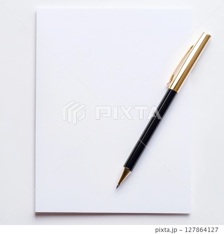 Blank paper and pen ready for writing tasks 127864127
