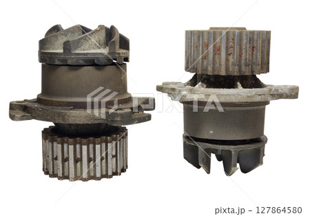 car water pumps pair isolated on white background car water pumps pair isolated on white background 127864580