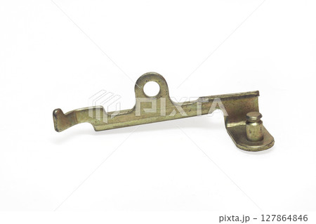 throttle return spring bracket. accelerator intermediate lever. isolated on white background with clipping path 127864846
