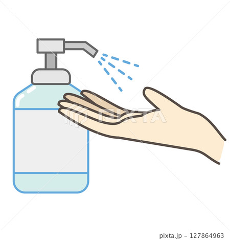 手をアルコールで消毒するイラスト 127864963
