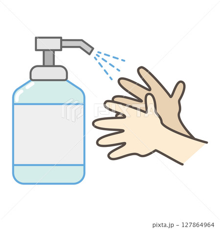 手を消毒するイラスト 手を消毒するイラスト 127864964