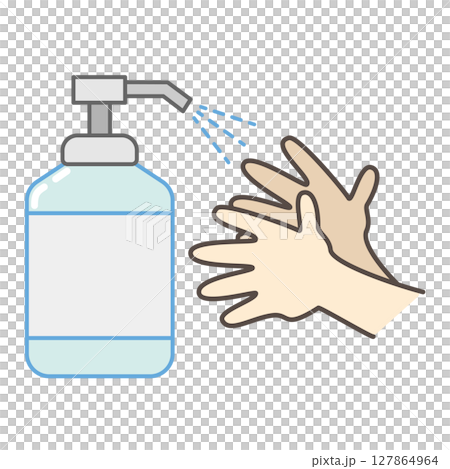 手を消毒するイラスト 手を消毒するイラスト 127864964