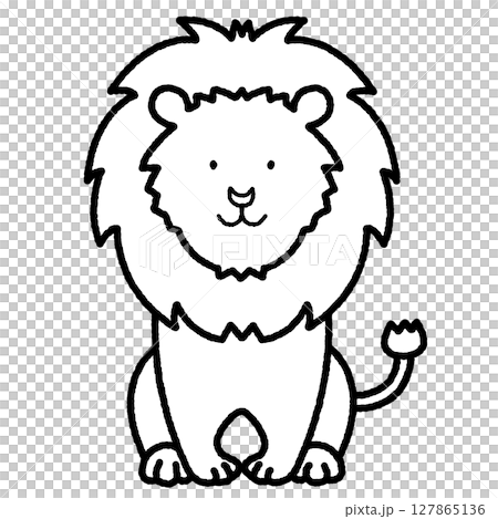 ライオン 座っている 白黒 イラスト ライオン 座っている 白黒 イラスト 127865136