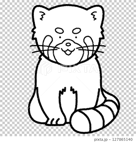 紅熊貓坐著黑白插圖 紅熊貓坐著黑白插圖 127865140