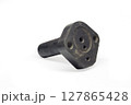 fuel pump spacer bottom side. rubber thermal insulating replacement part for car mechanical fuel pump. isolated on white background, with clipping path 127865428