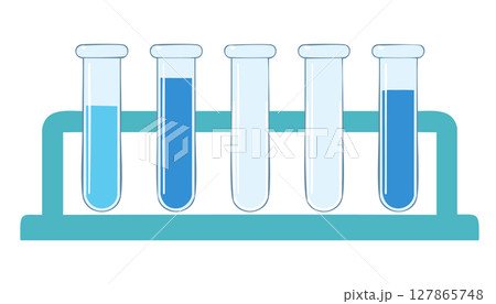Educational design asset portraying organized lab containers filled at different heights, stylized without realistic details, elegant empty backdrop encourages overlay of titles, infographics, or app 127865748