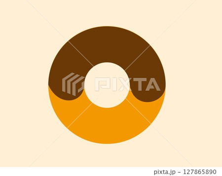 チョコレートをかけたプレーンドーナツのアイコンのイラスト チョコレートをかけたプレーンドーナツのアイコンのイラスト 127865890