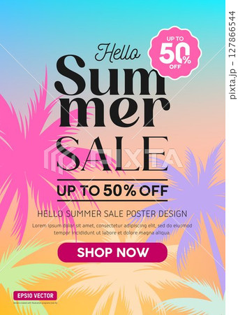 Summer sale palm tree silhouette colorful color poster flyer design.eps Summer sale palm tree silhouette colorful color poster flyer design.eps 127866544