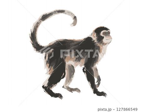 Graceful Monkey in Traditional East Asian Ink Wash Style 127866549