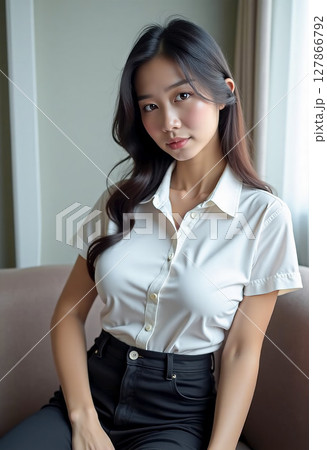 ナチュラルな表情の女性  ポートレート 　[AI生成画像] 127866792