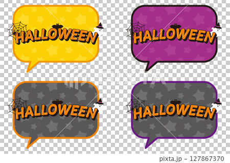 以萬聖節色彩設定的可愛語音氣泡插圖 127867370