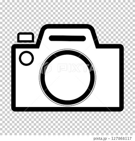 Simple and flat black and white camera icon on white background 127868117