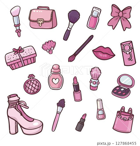 cartoon cute beauty pink theme girly fashion decorative cartoon cute beauty pink theme girly fashion decorative 127868455