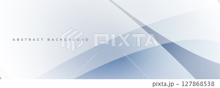 White modern abstract wide banner with circles and curves. Soft blue light abstract geometric background. 127868538