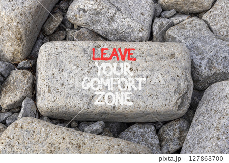 Leave your comfort zone symbol. Concept words Leave your comfort zone on beautiful grey stone. Beautiful grey stone background. Business psychological Leave your comfort zone concept. Copy space. Leave your comfort zone symbol. Concept words Leave your comfort zone on beautiful grey stone. Beautiful grey stone background. Business psychological Leave your comfort zone concept. Copy space. 127868700