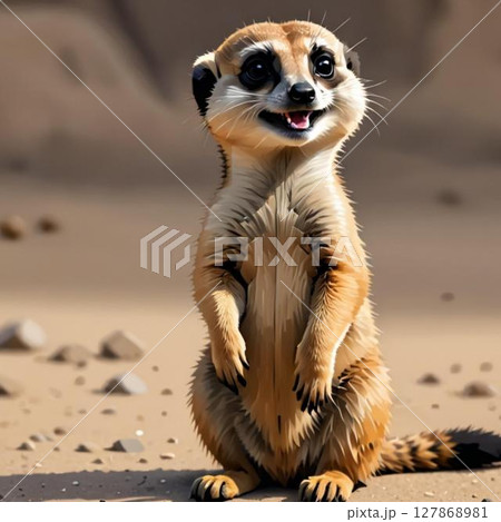 かわいいドット絵 ミーアキャットさん ラインスタンプ風 かわいいドット絵 ミーアキャットさん ラインスタンプ風 127868981